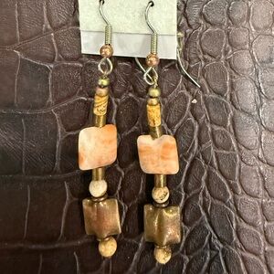 Elegant Brown and Gold Dangle Earrings